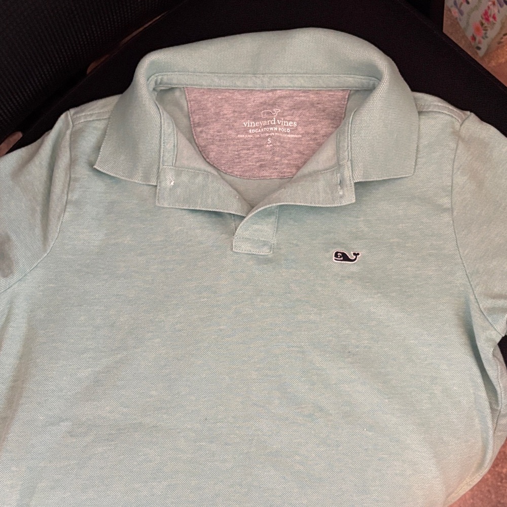 Vineyard Vines Light Mint Polo with Navy Whale Logo